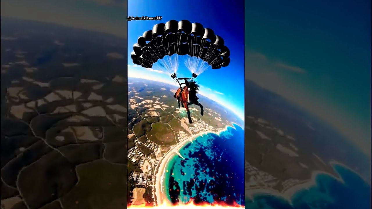 👆🤔😱oh my god horse parachute fly #viralvideo #shorts #horse #funnyvideosclips