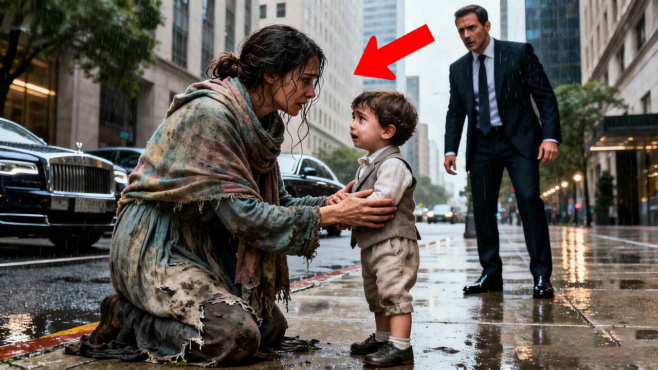MENDIGA AYUDA A NIÑO LLORANDO SIN SABER QUE SU PADRE MILLONARIO LA MIRABA