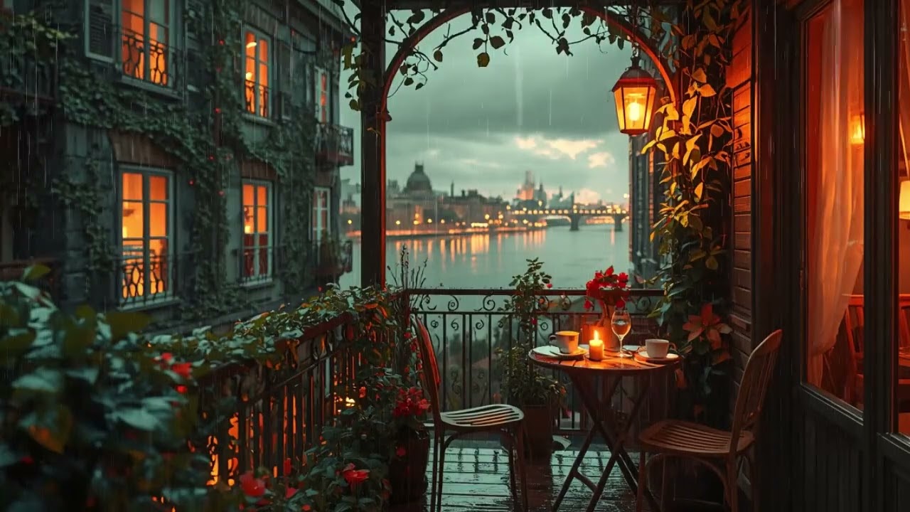Japan Rainy Night Balcony ☔ Warm Lanterns & Chill Lofi for Deep Focus