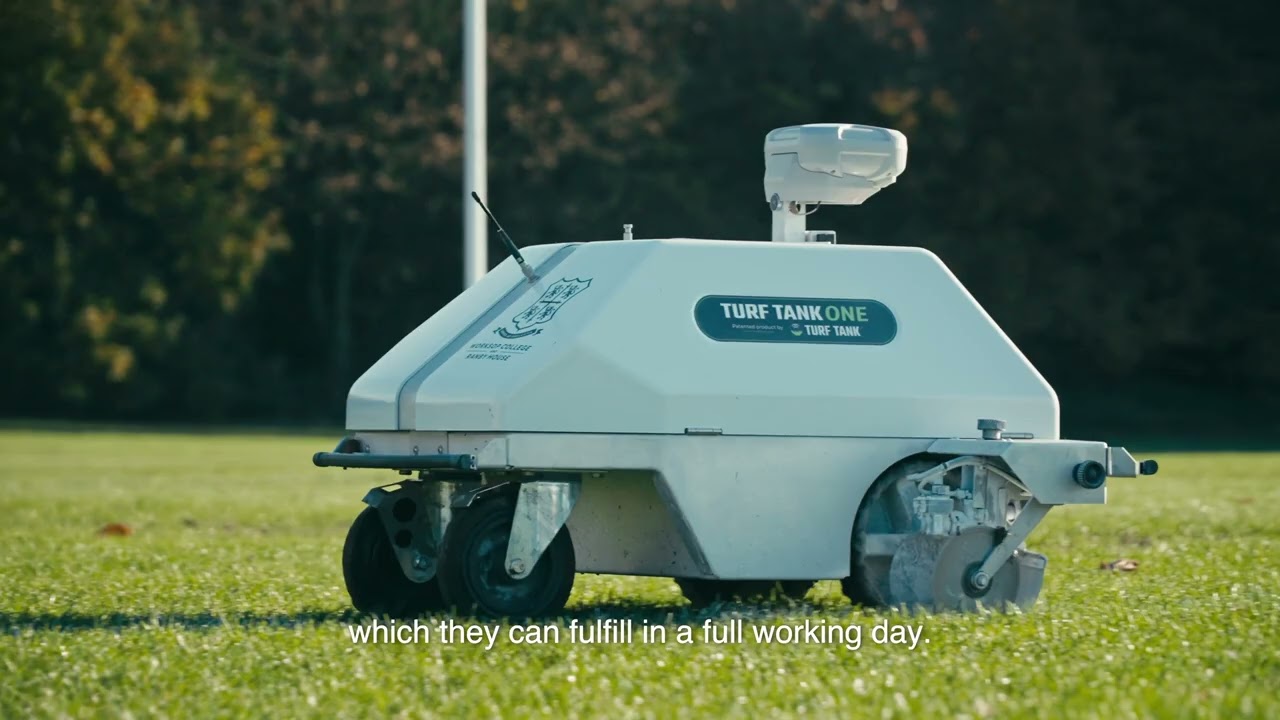 Worksop College, UK: The Turf Tank GPS line marking robot is used to derive efficiency