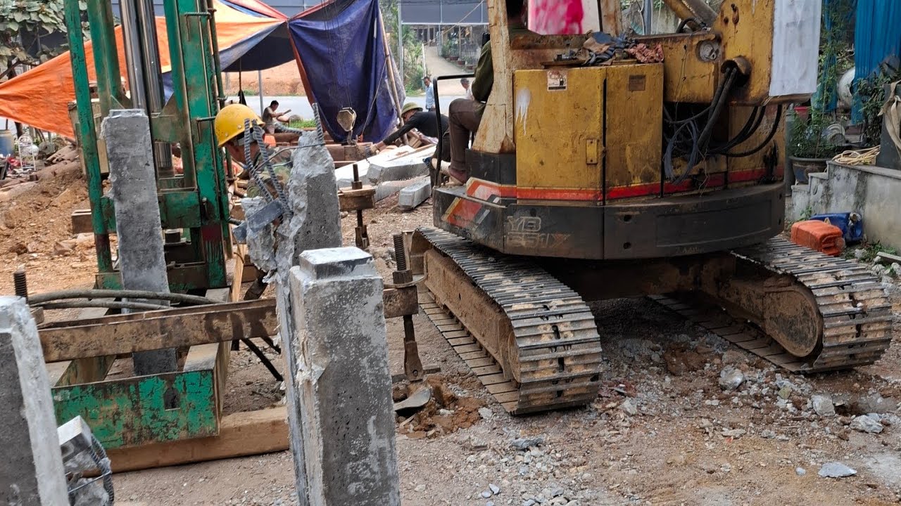 Pile pressing for 5-storey house foundation