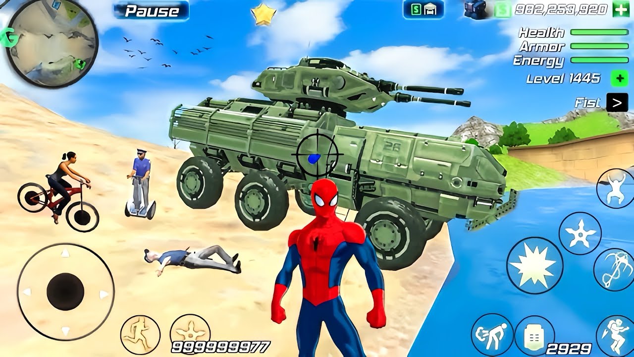 Rope Frog Ninja Superhero Driving Army Tank in Open World Game - Android Gameplay 