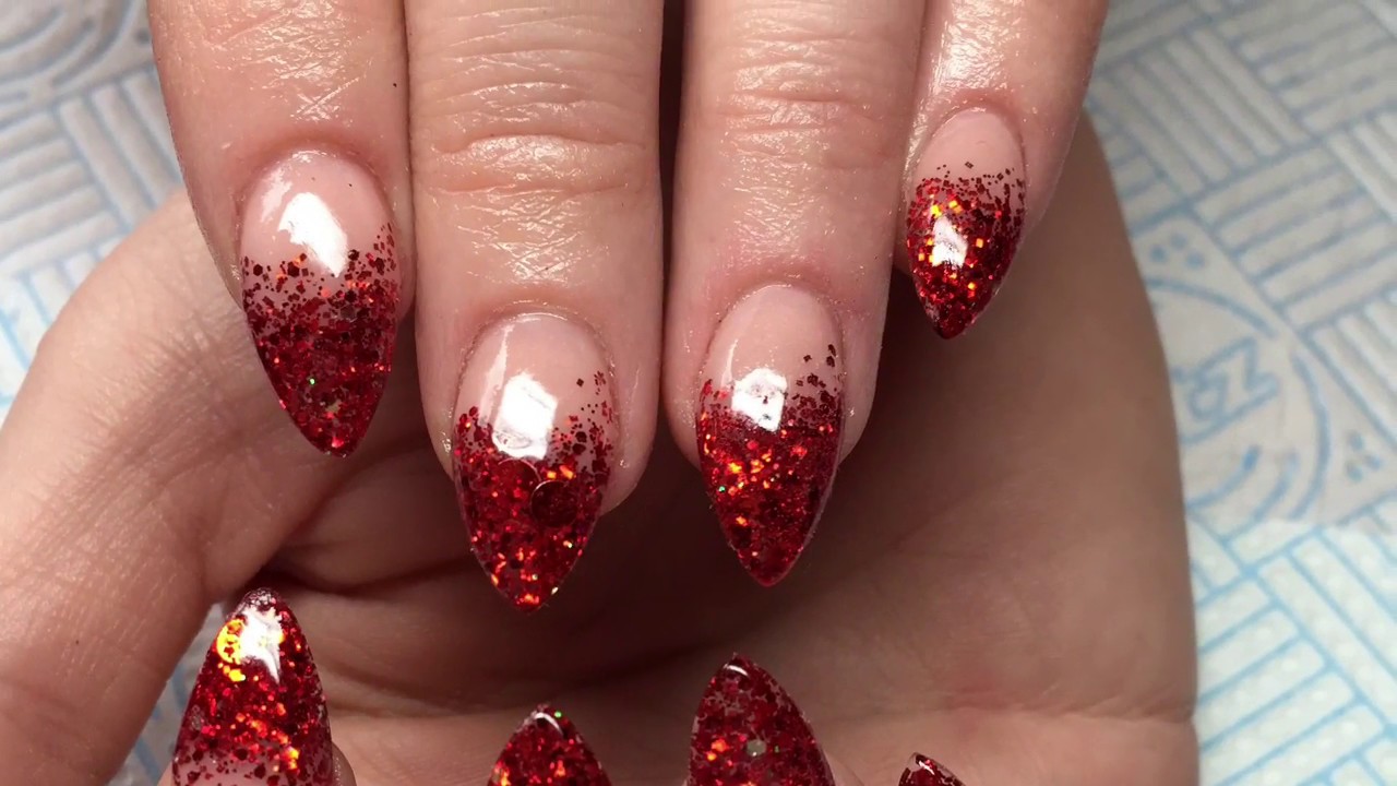 Acrylic Nails | Red Glitter | Christmas | CJP