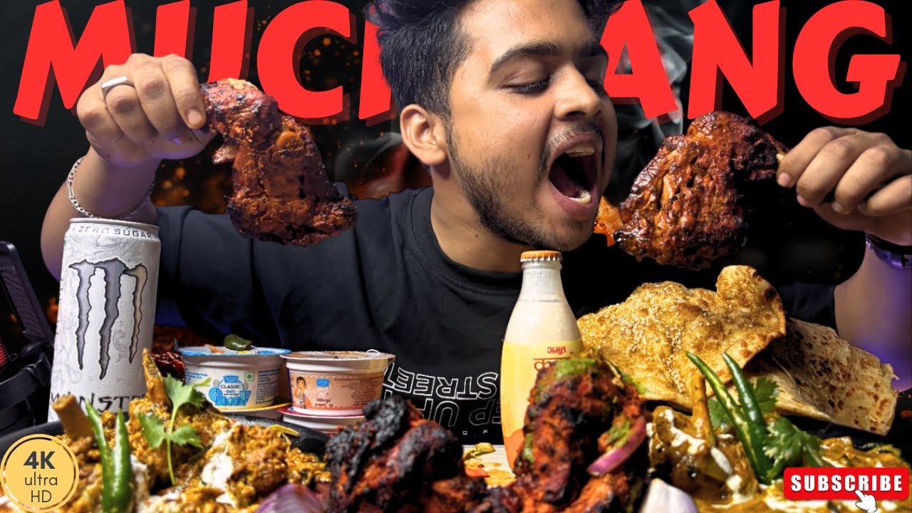 MUCKBANGCHICKENTANDORI,LACHAPARATHA,CHICKENTANDORI,CHICKENMUGHLAHI,CHICKENDOPIAYZZA,KULCHA,SWEETCURD