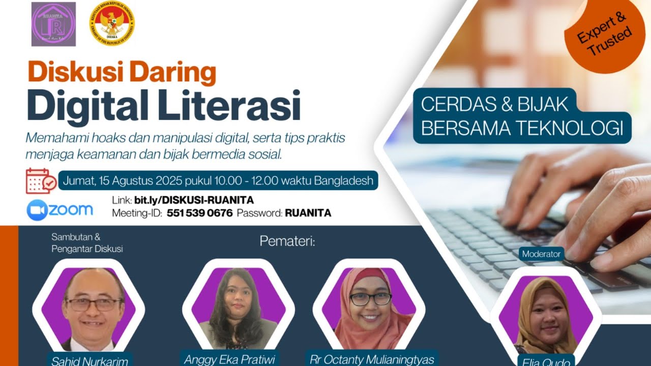 CERDAS DAN BIJAK BERTEKNOLOGI: DISKUSI DARING DIGITAL LITERASI DENGAN KBRI DHAKA