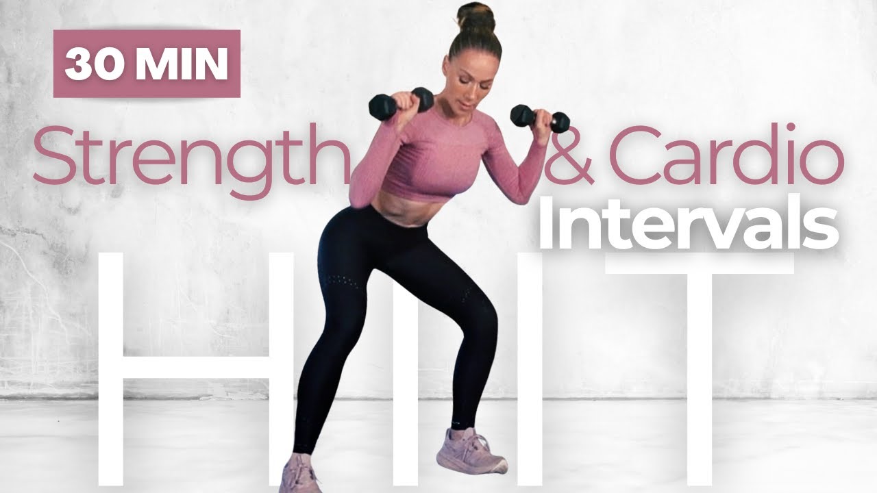 30-Min Full Body Strength & Cardio Intervals | Dumbbells + No Repeats