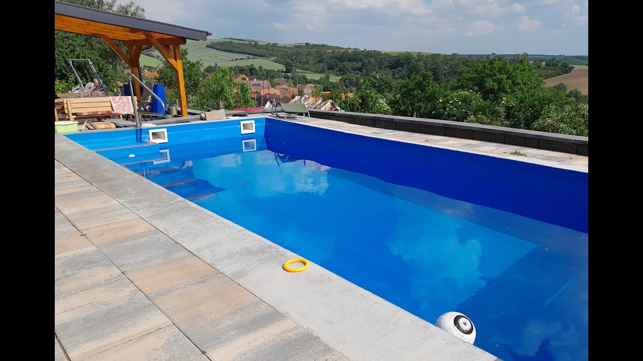 Betonpool mit Schalungssteinen, ohne Folie, mit Schwimmbadfarbe und Dichtschlämme, 2 Jahre Erfahrung
