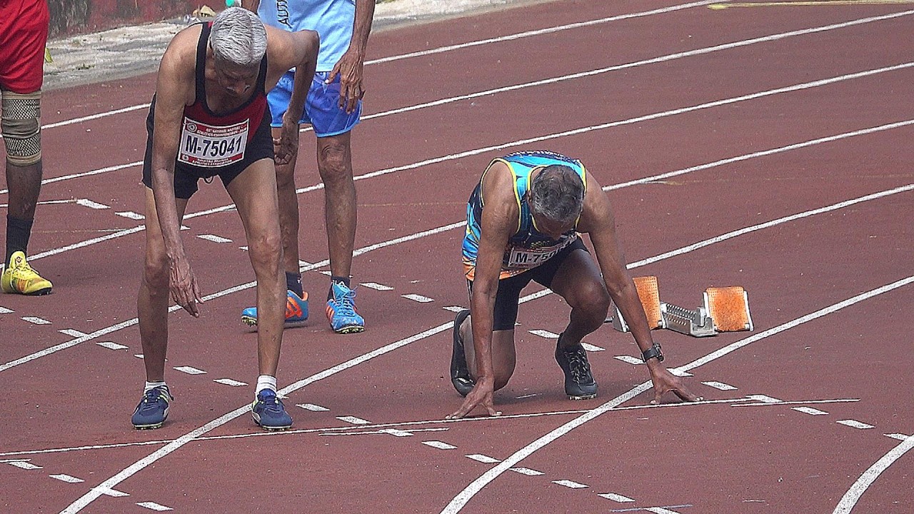 Men 75 years old 100m Final Time Trial Heat-1