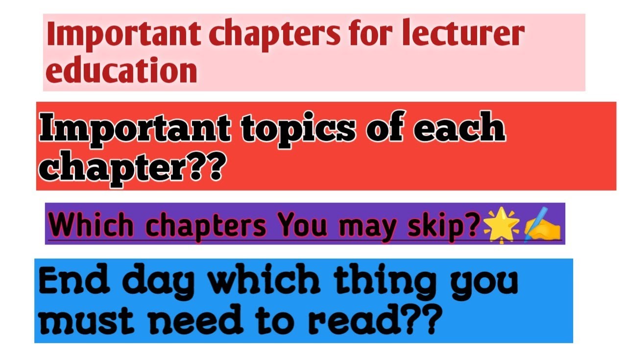 Important chapters & topics of Lecturer education || important topics for preparation ||