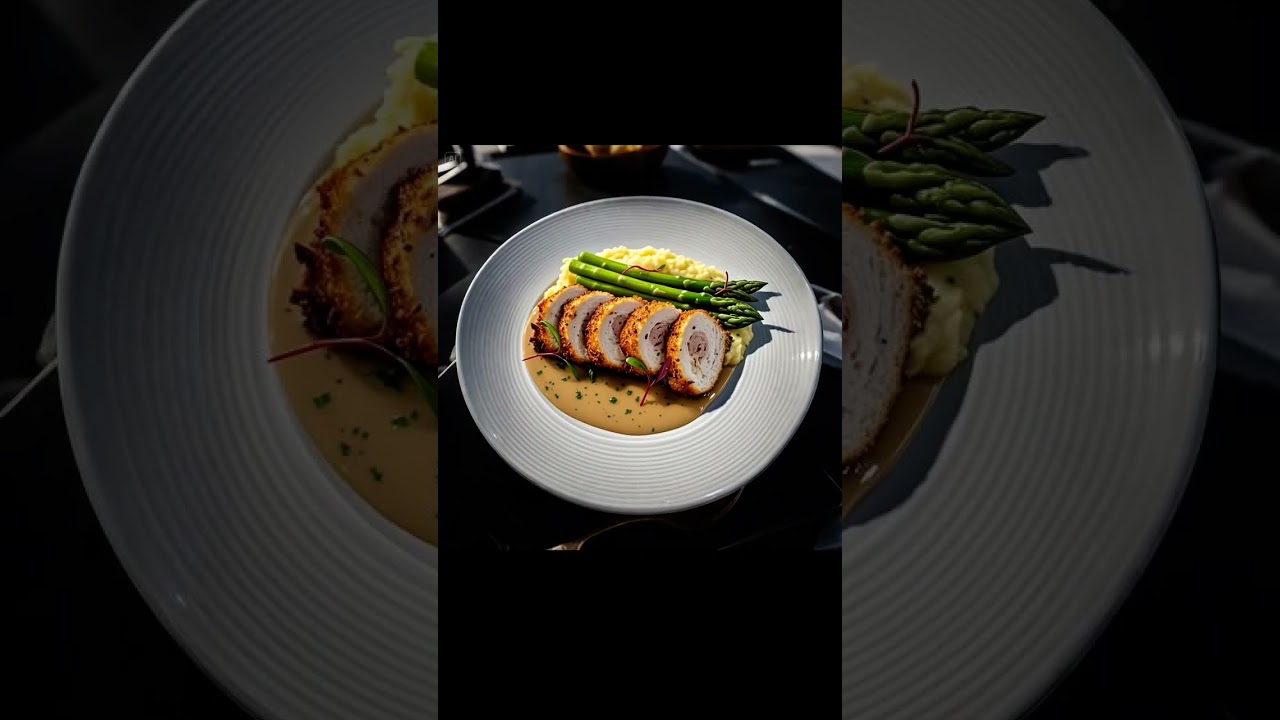 🧀 Chicken Roulade with Mashed Potatoes & Asparagus 🥔🥦🍗💚A classic turned luxurious