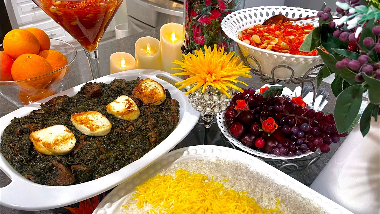 Beef Spinach w/Rice & Carrot Jam سبزی چلو گوشت دار  ومربای زردک