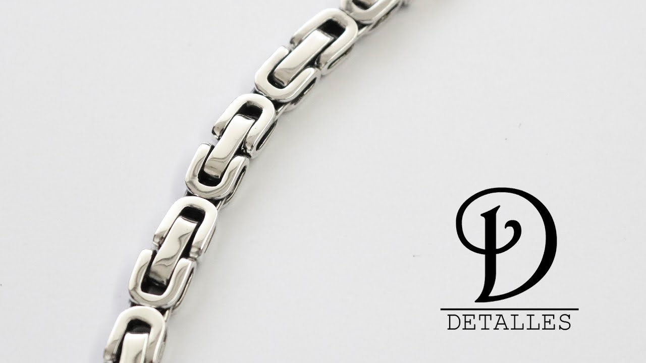 Pulsera modelo Eslabón Chancado en plata + broche / Crushed Link model bracelet in silver + brooch