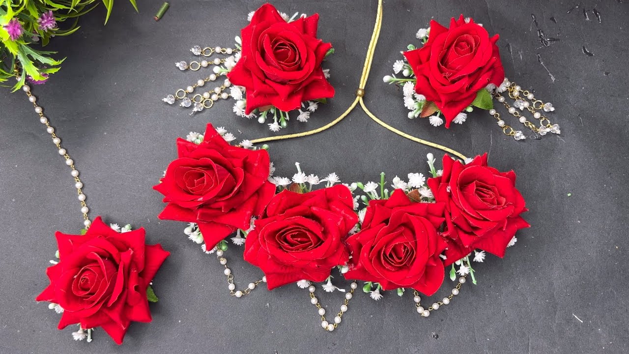 Handmade Necklace//Ghar par hi banaye flower ka necklace 🥰@Payal_creations #artificialflower #easy