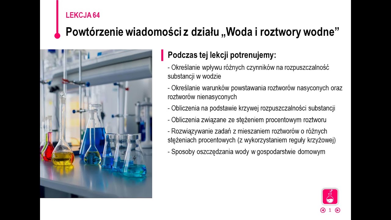 Chemia - klasa 7 - Powtórzenie wiadomości z działu Woda i roztwory wodne