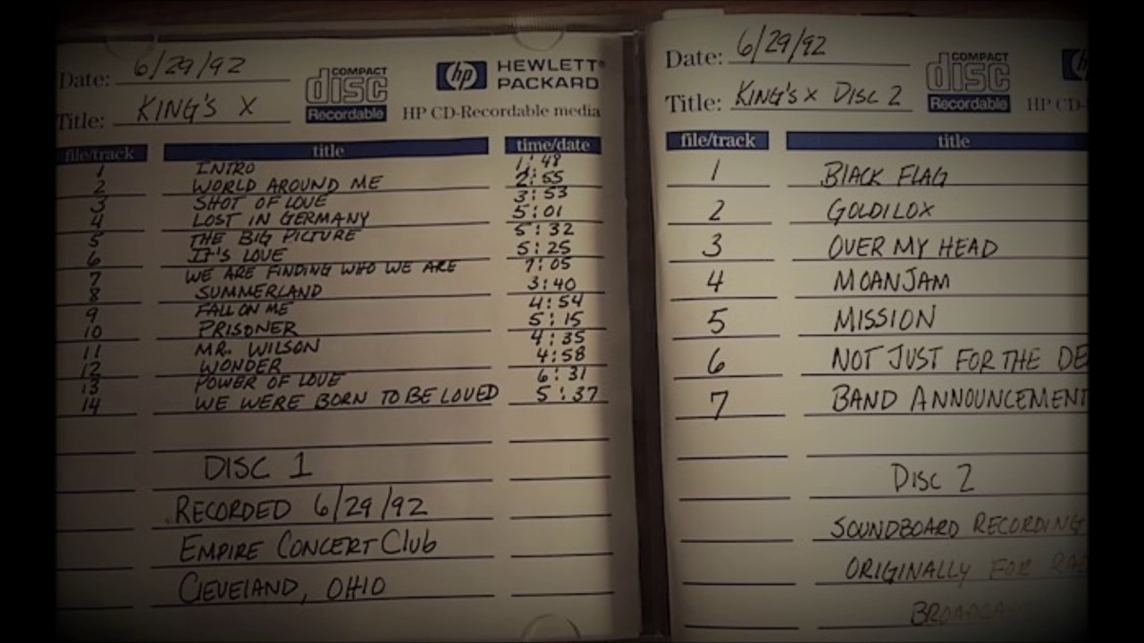 King's X Live 1992 Empire Concert Club Audio Only Bootleg Cleveland, Ohio