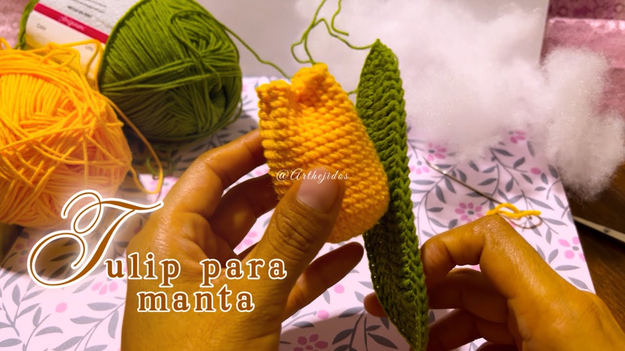 Tulipán a crochet para manta ramo🌷🧶 muy fácil y hermoso 👌🏻✨