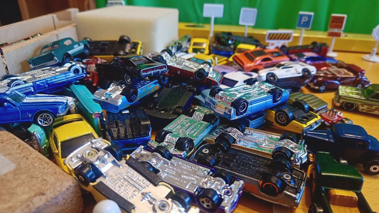 Diecast cars in slow motion