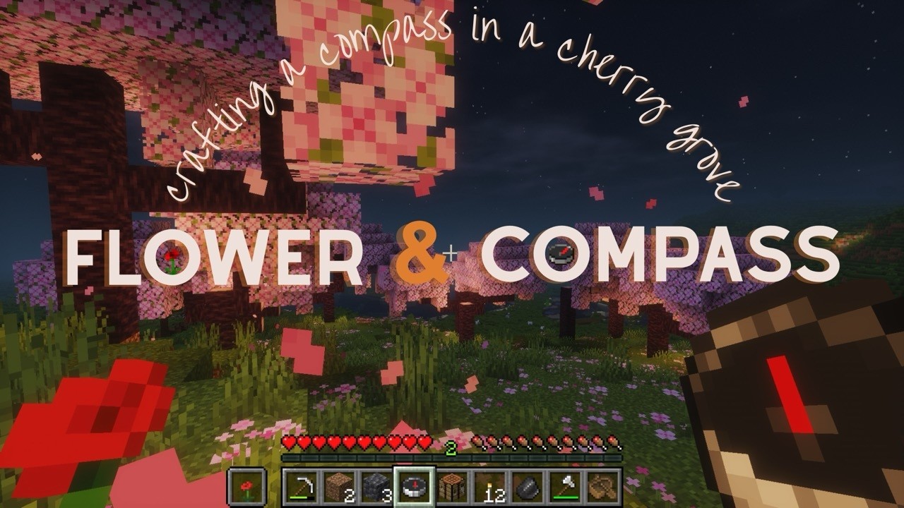 Crafting a Compass in a Cherry Grove ✿✿✿ Minecraft ASMR, Original Music, No Commentary