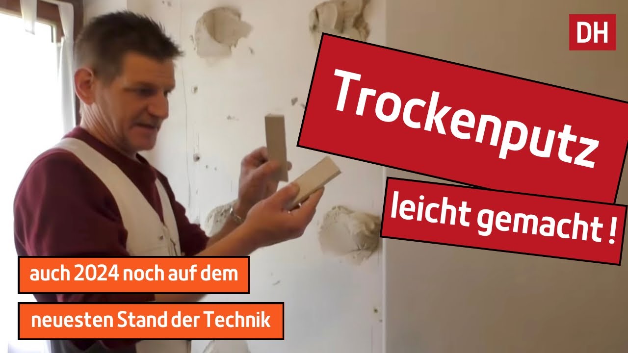 Trockenputz-Gipskarton auf Putz kleben.