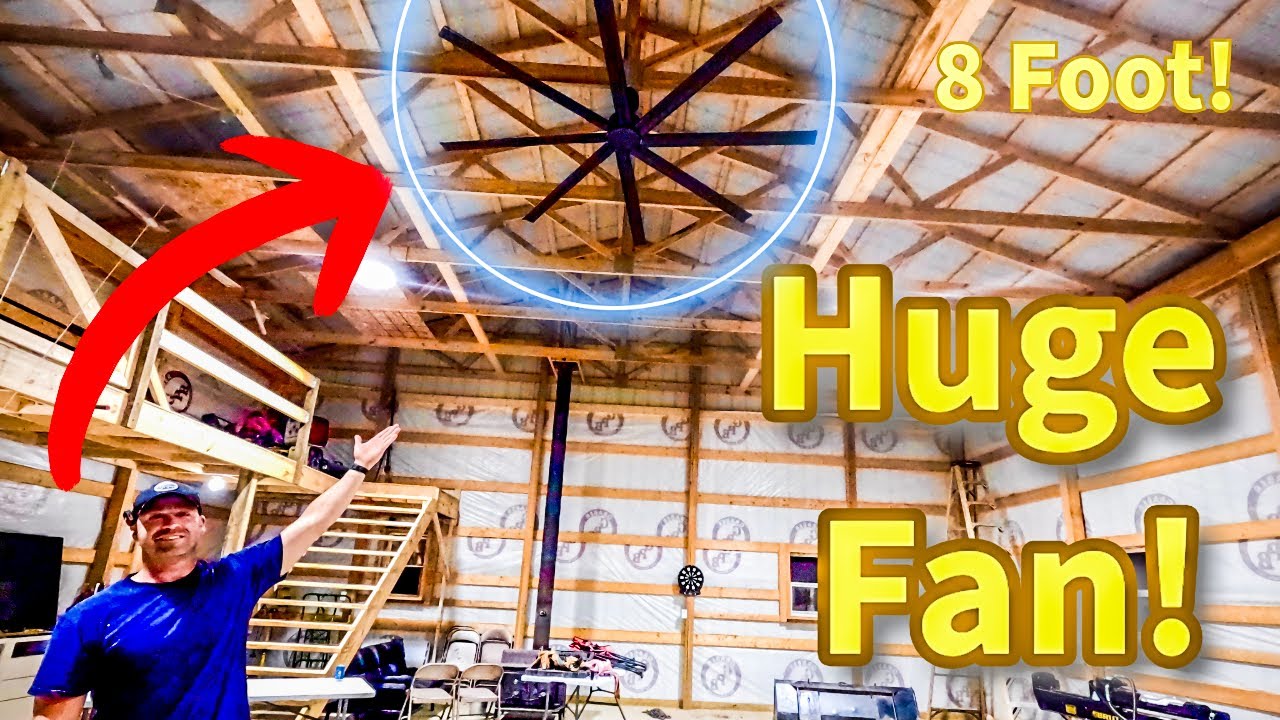 Pole Barn Upgrade- Installing a 8 FOOT Ceiling FAN!!