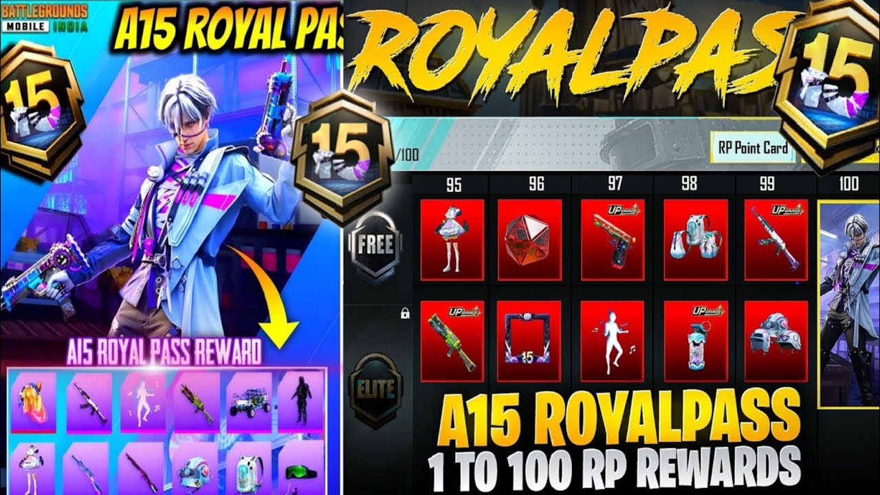 A15 Royal Pass 1 To 100 RP 3D Reward | 50 RP & 100 Upgraded Skin Mythic Outfit Confirmed | PUBGM