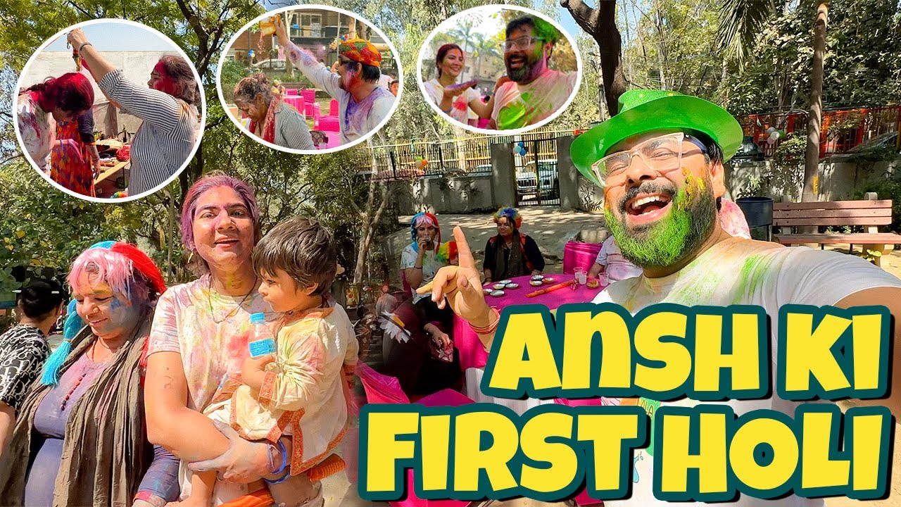 Holi celebration with Family after a long time || Ansh ki first Holi in India || Tanya and Veer