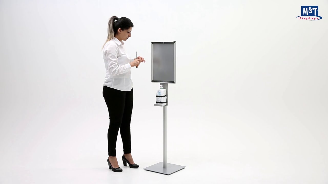 Floor Stand For Hand Sanitizer Dispensers With Opti Frame Assembly