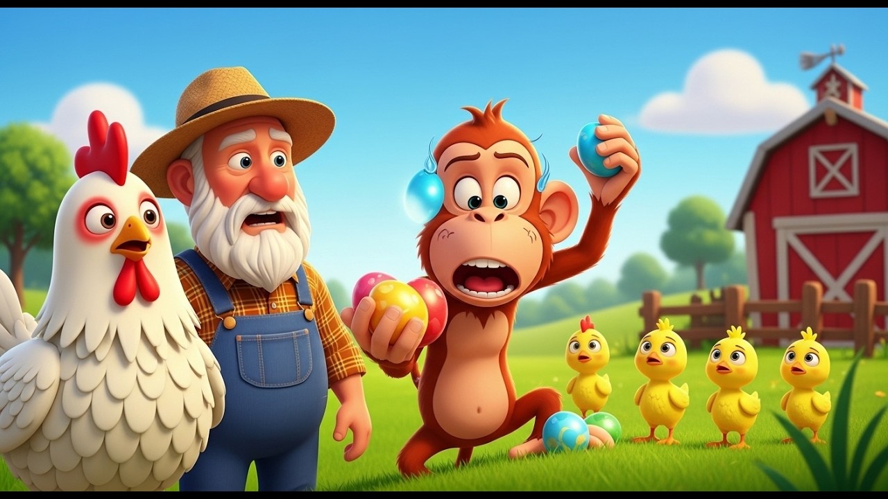 Naughty Monkey & The Missing Eggs!   Fun Farm Adventure for Kids  WellSon Kids