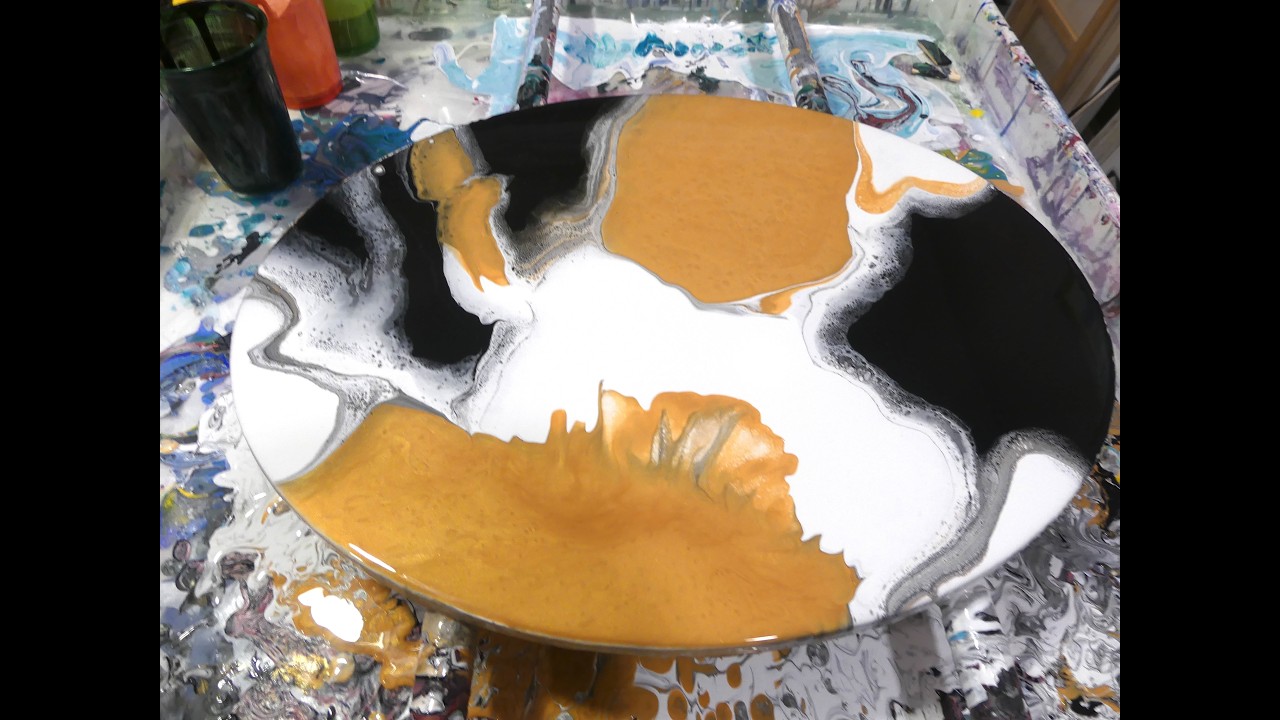 Beautiful 3 Color Acrylic Pour | Fluid Art Painting