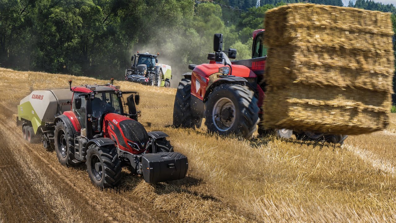 Lisovanie slamy a zber balíkov 2024 | Valtra S394, T225 | Claas Quadrant 3200 Roto Cut