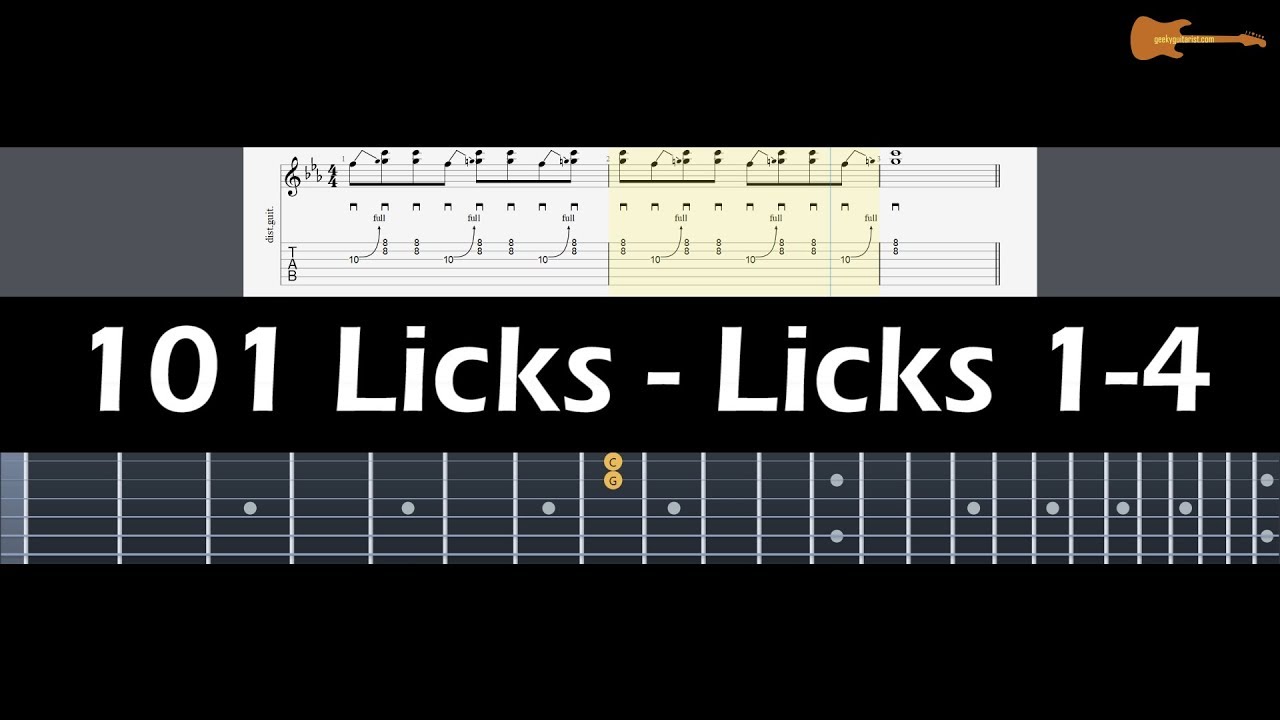 101 Licks - Licks 1-4 (Rock) With Downloadable Tab