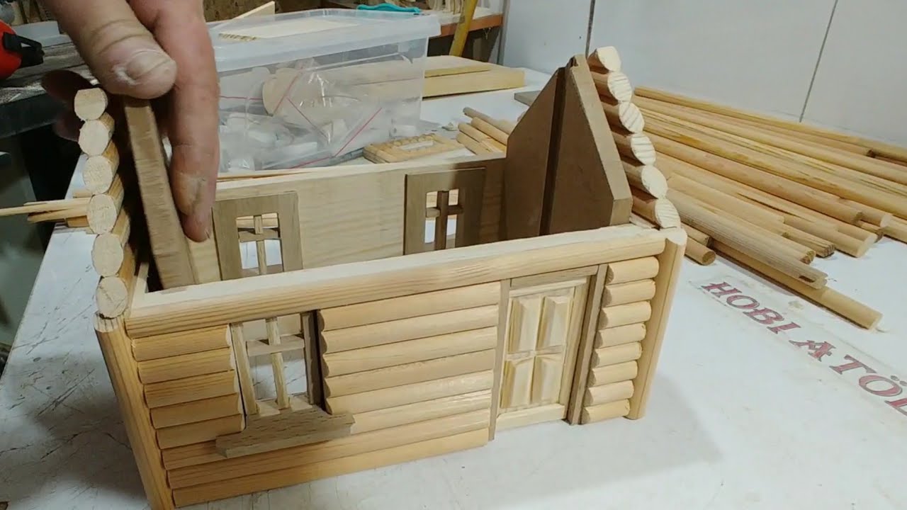 Süprizli Kütük Ev Maketi 🌟 #wood #home #woodworking