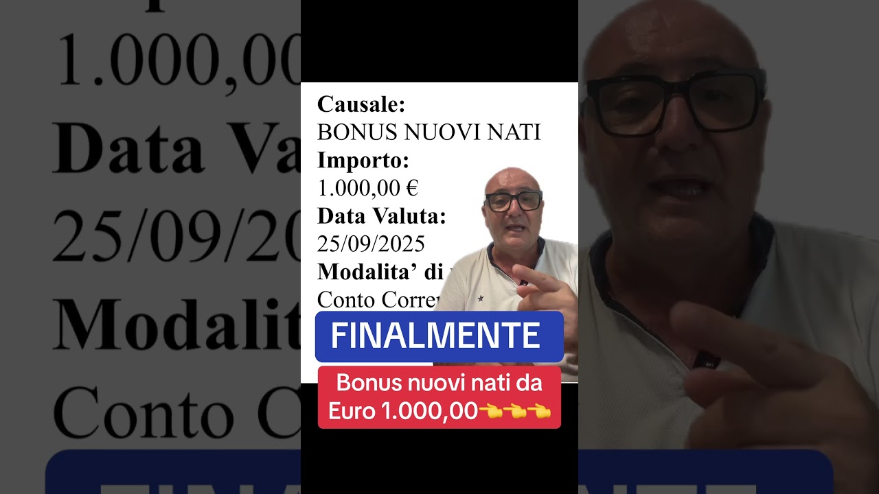 INPS PAGA 25 SETTEMBRE BONUS NUOVI NATI 1.000&euro;. #youtube #youtubeshorts
