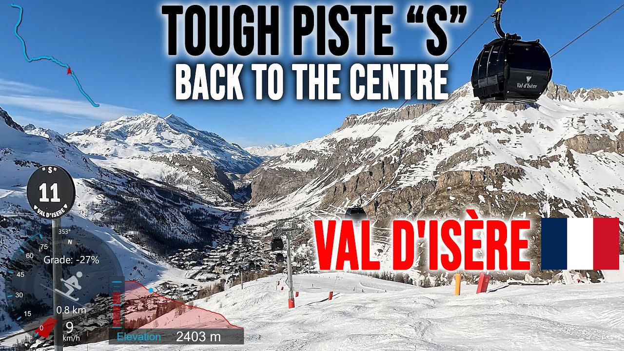 [4K] Skiing Val d'Isère, Tough Black Piste 