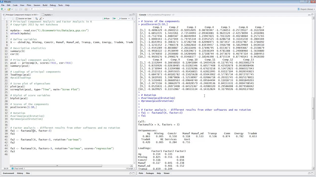 Principal Component Analysis and Factor Analysis in R