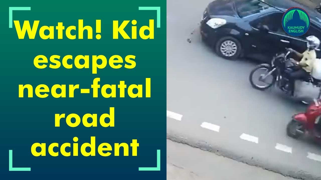 Kid miraculously escapes accident while crossing road