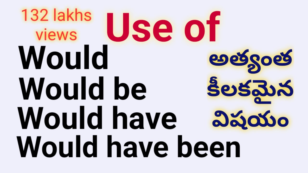 Use of Would be, Would have, Would have been used in Telugu | Spoken English Through Telugu