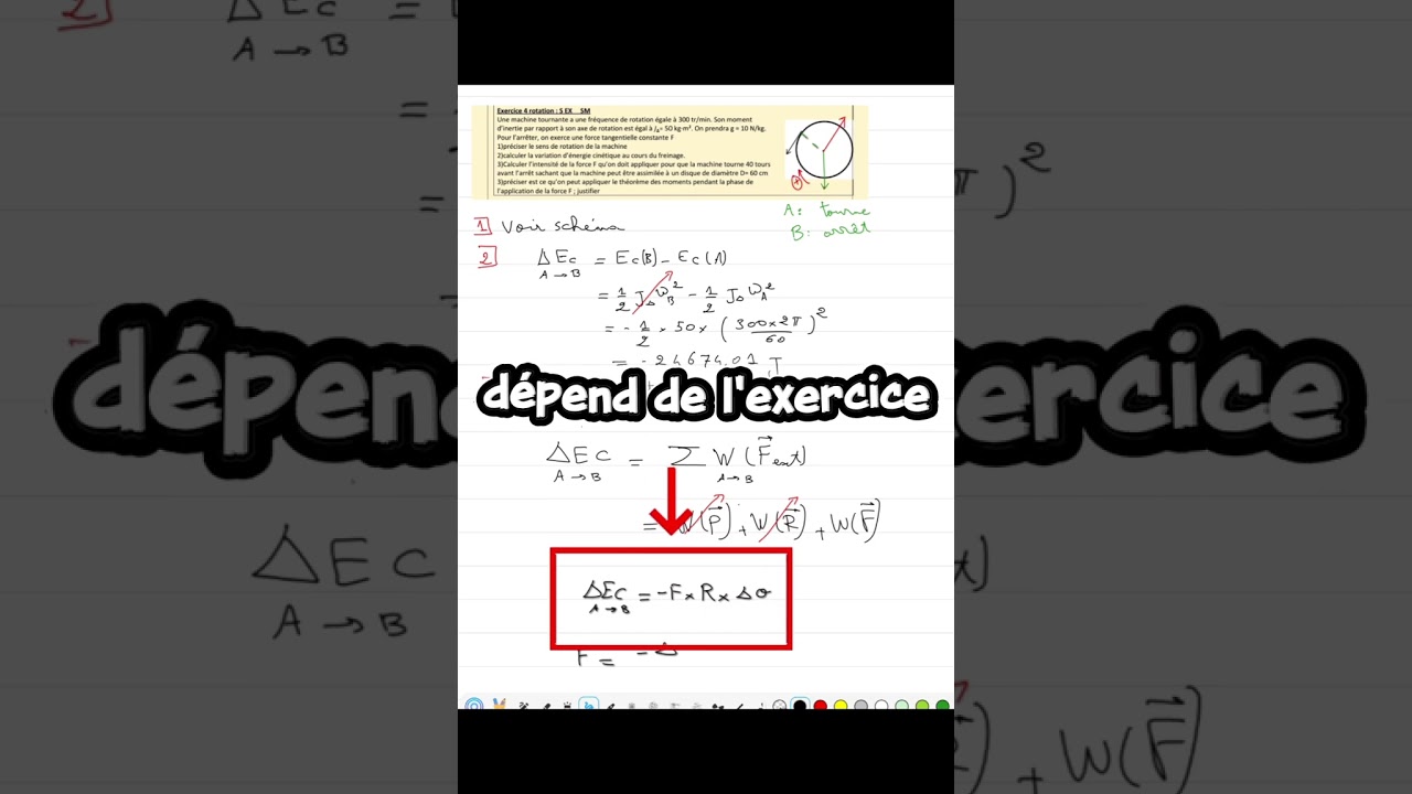 Exercice travail et énergie cinétique 1 BAC SM (partie rotation)