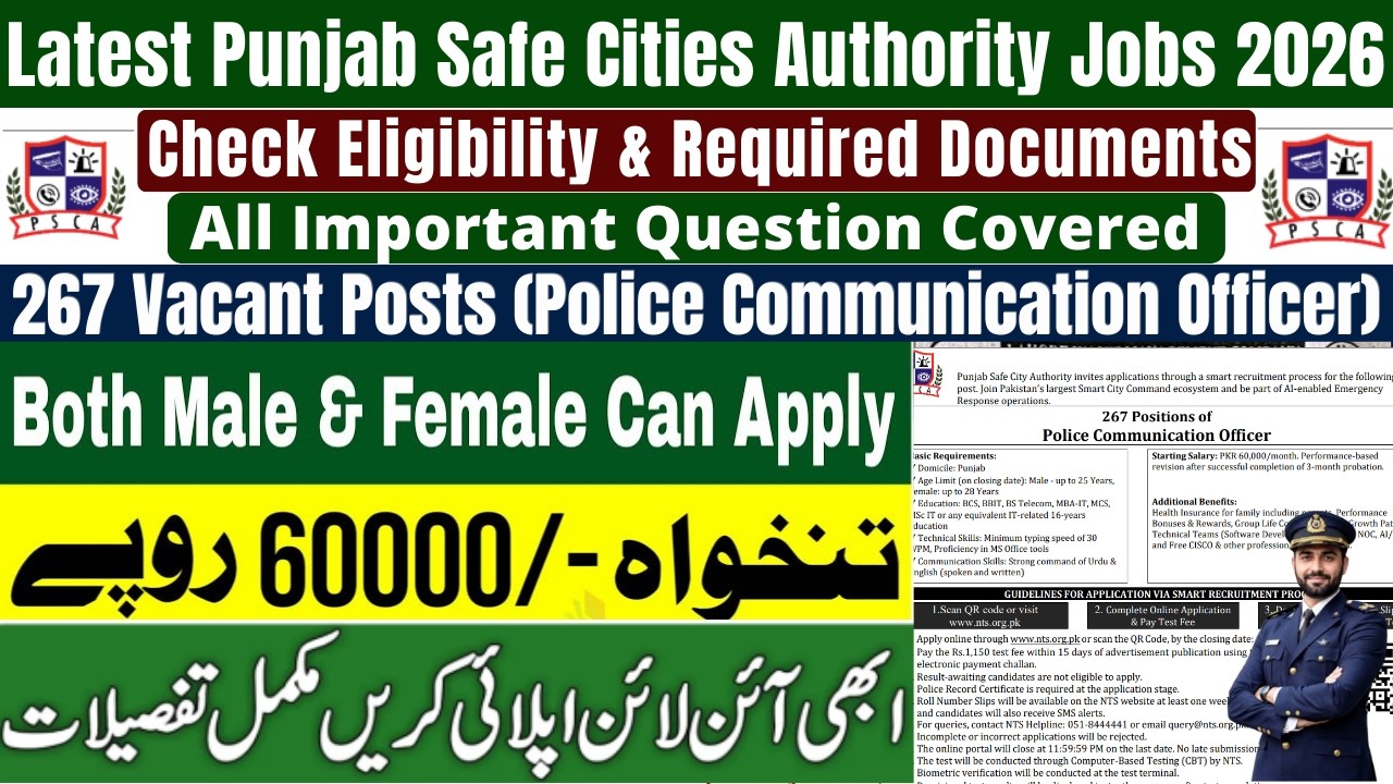 Punjab Safe Cities Authority Jobs 2026 | Police Communication Officer | Latest Govt Jobs in Pakistan