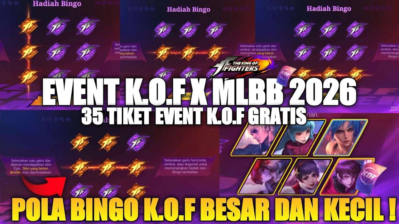 K.O.F BINGO!! CARA DAPAT SKIN KOF MURAH 2026 | 35 TIKET GRATIS EVENT KOF BINGO MOBILE LEGENDS K.O.F