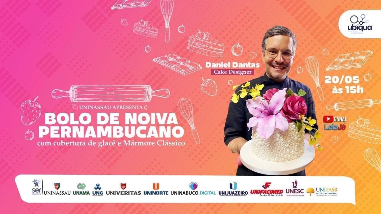 Aprenda: Bolo de Noiva Pernambucano, com cobertura de glacê e Mármore Clássico