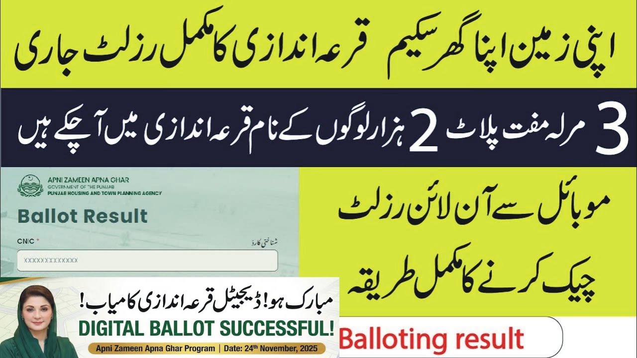Apni Zameen Apna Ghar 3 Marla Free Plot Stuts Check | Azag Balloting Results Today DailyJobsUpdate