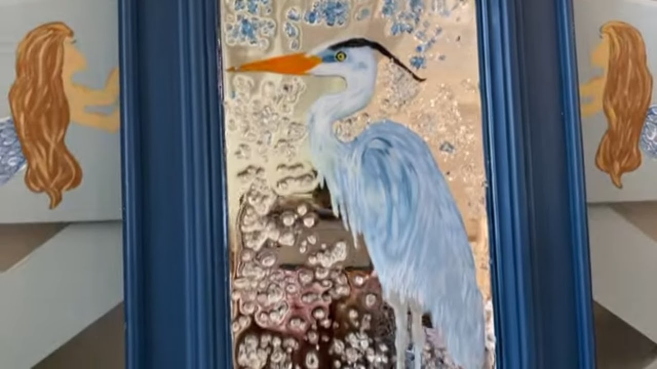 # 90 Creating A Stunning Blue Heron Epoxy Resin Mirror With Crushed Glass Art