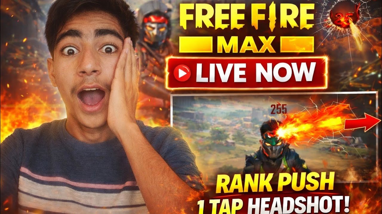 FREE FIRE MAX LIVE 🔴 | BR Rank Push With Random Squad | Headshot Gameplay 😱 | Custom Room Later