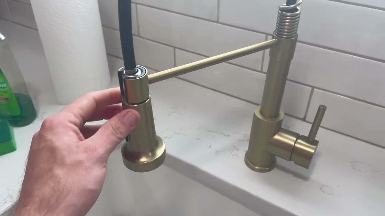 WEWE Brushed Gold Kitchen Faucet - Easy to use, very sturdy must watch!