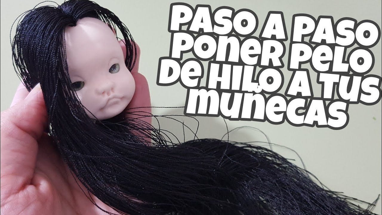 Como poner pelo de hilo a Merlina  muñeca de porcelana fria