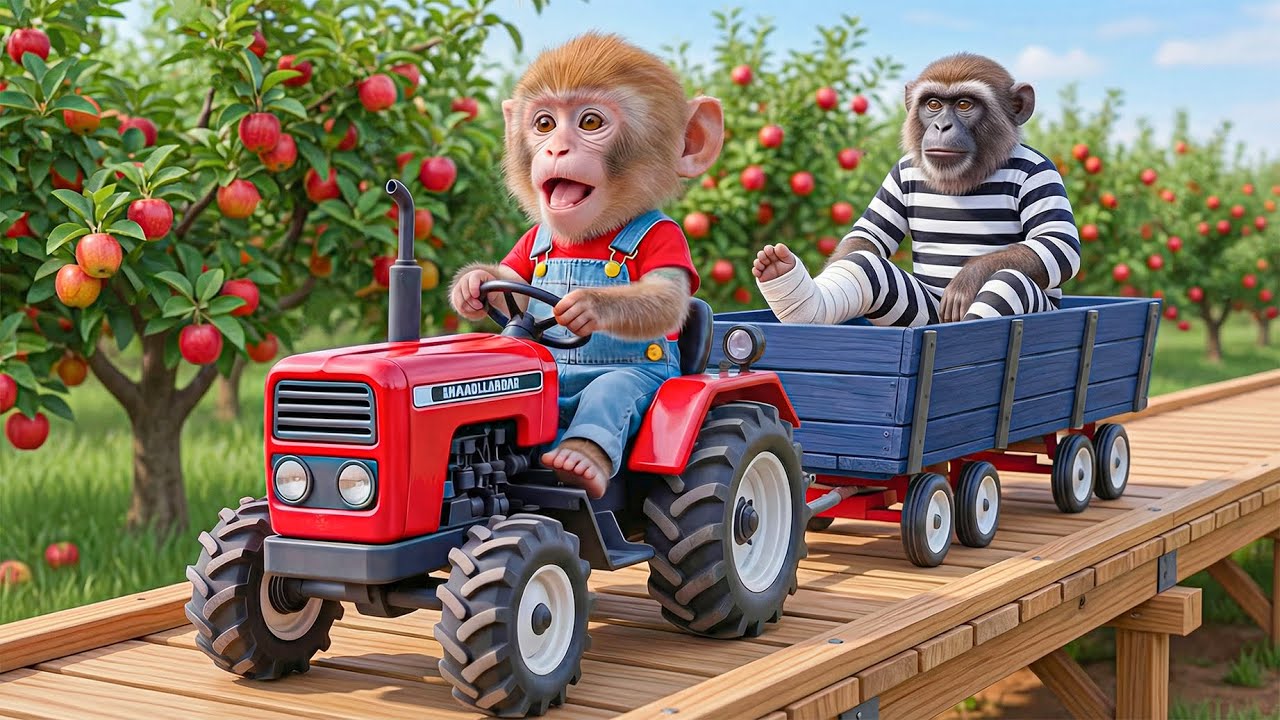 Monkey NaNa Apple Harvest Turns Into CHAOS—A Thief Falls From a Tree, His Smart Move Shocks Everyone