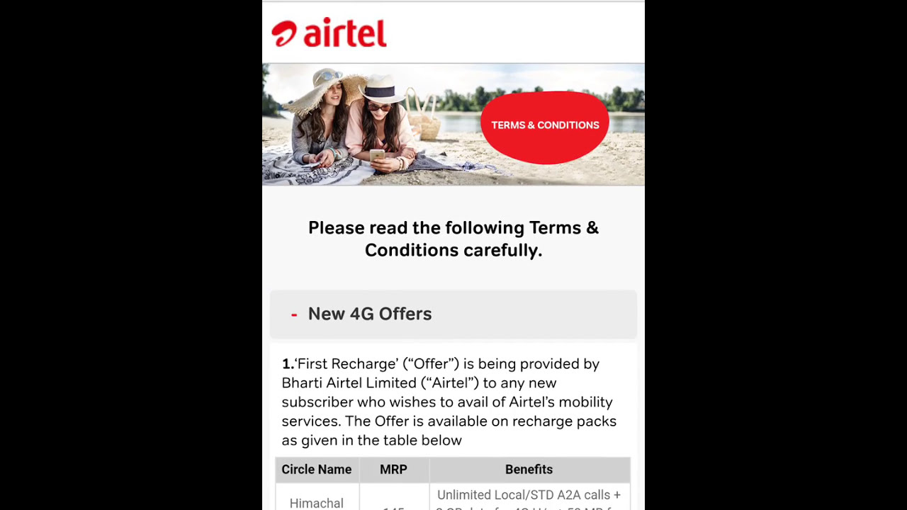 Airtel new 4g plans terms and conditions.....