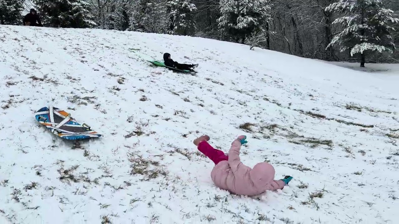 Sledding wipe out, falling out of sled January 2026 ￼