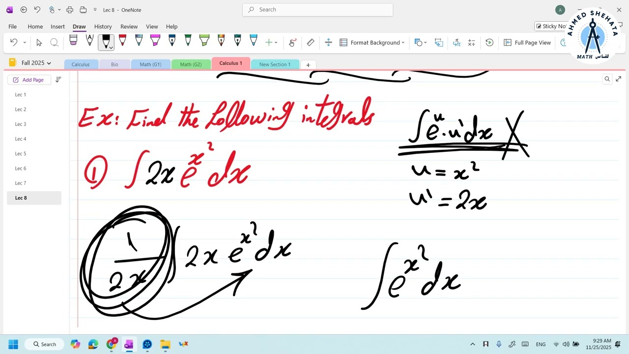 Calculus 1 | Lec 8 | Integrals Involving Exponential and Logarithmic Functions
